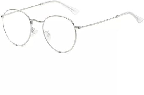 LNTICB® Occhiali da Computer Occhiali da Vista Filtro Luce Blu Occhiali da Gaming Ultra Leggero Lenti Trasparenti Retrò Rotonde Montatura Metallo Anti Affaticamento per Donna Uomo