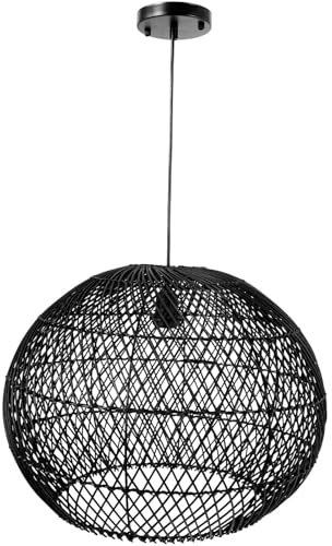 VIVANNO Deckenlampe Deckenleuchte Rattan SELENE 50x45 cm bambus schwarz