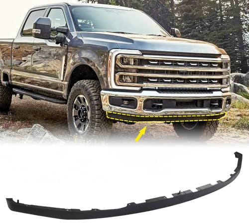 KAMDKI 2.15 Inches Front Bumper Lower Valance Panel Deflector Air Dam Fit for 2023 2024 2025 Ford F250 F350 Super Duty Tremor Model Only Matte Black Car Bumper Assembly PC3Z17626CA