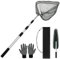 HEYOMART Fishing Net Fishing Landing Net Telescope Foldable Collapsible Extensible for Bird Fish Catch Release Lightweight Portable Aluminum Alloy Frame with Gloves and Storage Bag, 190cm