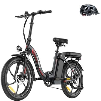 Fafrees F20+ 20 Zoll Faltrad E-Bike Fatbike (2025) - 36V 20AH Akku, 250W Motor, 140kg Traglast, 25km/h, E-MTB 20° - Unisex Elektrofahrrad für Damen & Herren (schwarzer Helm, Schwarz)