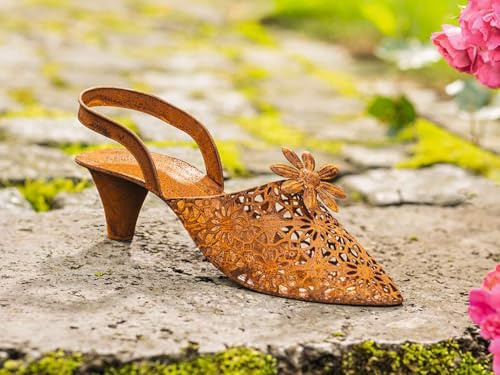 Dekoleidenschaft Dekofigur Schuh aus Metall mit Echtrost-Finish, 28 cm lang, Dekoschuh, Rostdeko, Gartendeko für Draußen