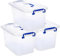 STL Pack Of 3 Heavy-Duty Clear Plastic Storage Box with Lid 35L, Stackable Storage Container for Home, Office, Kitchen, Toys, and Goods, Secure Clip-Lock Lid, Durable & Transparent Design