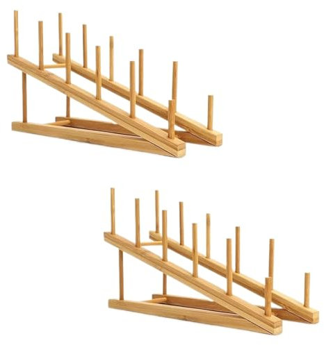 ZUGLQYSX Escurridor De Platos De Madera 2 Soportes de Madera for escurridor de Platos, Soporte for Tapa de Olla, Organizador for Armario de Cocina. para Fregadero Y Cocina