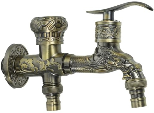 TEHAUX Grifo Retro De Pared Doble Para Lavadora Grifo De Agua Fría Para Baño y Lavadero De Lavandería