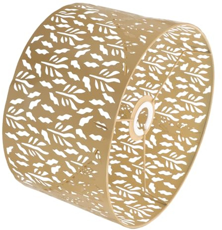 Abat-jour de Lampe en Métal Jaune Ajouré, Remplacement E27 E14 | Installation Facile, Salon et Chambre, Finition Métal Découpé pour Usage Domestique