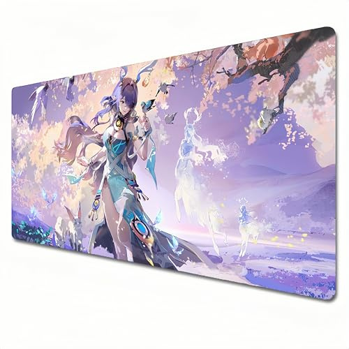 Genshin Impact Mauspad, XL, Blau, großes Gaming-Mauspad, 800 x 300 cm, geeignet für Tastatur-Pads und Schreibtischunterlagen für das Heimbüro, Lauma (A01, XL)