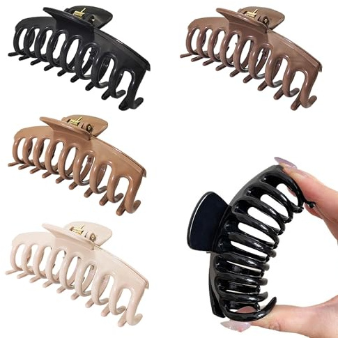 XCSJ Soft Claw Clip, Weiche Haarklammer, 11cm Haarspangen für Dickes Haar Rutschfestes Haarspange Haarstyling Zubehör für Frauen und Mädchen, Alltag, Autofahren, Sport, 4 Pcs (Style A)