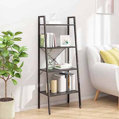 Ziaphsol Standregal Schwarz mit 4 Böden, 56x35x140 cm, Robustes Stahlgestell, offenes Design für Bücher, Pflanzen, Aufbewahrung, ideal als Raumteiler und für Büro