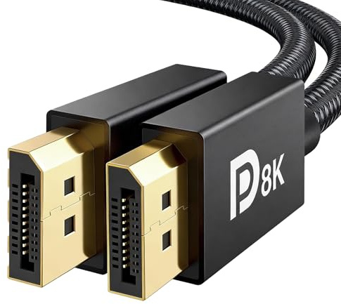 Display Port to Display Port Cable 1.4 8K DP to DP Cord 2M DisplayPort Cable 32.4Gbps High Speed Support 8K@60Hz 4K@144Hz 2K@165Hz HDR FreeSync G-Sync for Gaming Monitor HDTV PC Laptop Graphic Card