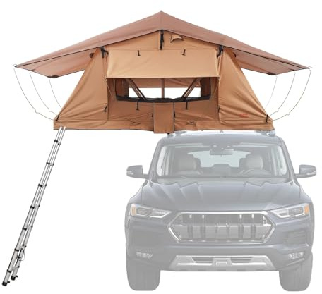 OZCCH SucceBuy Dachzelt, Hartschalen-Faltzelt mit Teleskopleiter, Matratze und PVC-Schutzhülle, kompatibel Jeep, SUV, Van Pickup(Small Size)