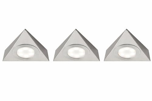 National Lighting Colour Changing (CCT) 2.5W LED Under Cabinet Light - Triangle Design LED Kitchen/Under Cabinet Light in a 200LM | Chrome Brushed [3000K Warm White or 4000K Cool White] 3 Pack