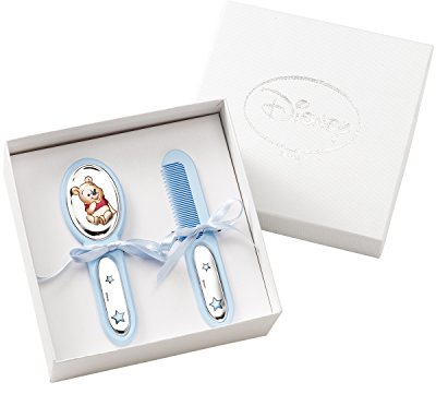 Disney Baby Prima Infanzia - Set Box Regalo con Spazzola Capelli e Pettine indispensabile tra gli Accessori Neonato con finiture Winnie The Pooh in Argento