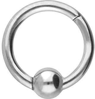 PIERCINGLINE Chirurgenstahl Segmentring Clicker + Kugel Piercing Ring Septum Ohr Helix Tragus Silberfarben 3 x 1,2 x 6 mm