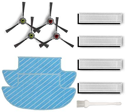 Ersatzteile für Ecovacs Robotics Deebot Slim / Slim2, Zubehörset - 8 Filters Hepa 4 Seitenbürsten 2Mikrofasertücher 1Reinigungsbürste