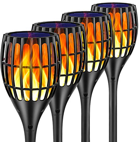 Ollivage Solar Lights Outdoor, 43 Flickering Flames Torch Light Solar Garden Lights Waterproof Landscape Lighting Dusk to Dawn Auto On/Off Security Torch Light for Yard Patio Driveway, 4Pack