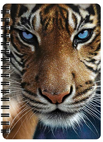 3D LiveLife Jotter - Blaue Augen von Deluxebase. Linsenförmiges 3D Tiger A6 Spiralblock. Ein liniertes Notizbuch mit Kunstwerken, die vom renommierten Künstler Collin Bogle lizenziert wurden