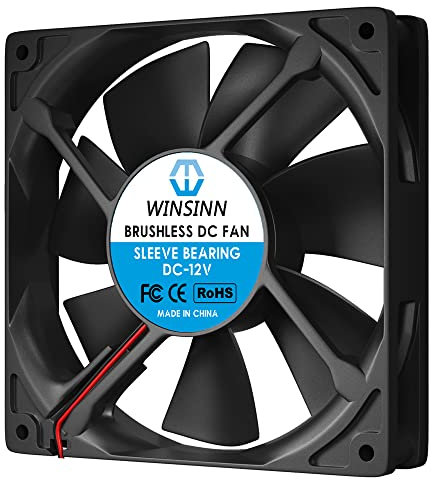 WINSINN Ventilateur 120 mm 12 V sans balais 12025 120 x 25 mm pour refroidissement de boîtier d'ordinateur CPU Radiateurs – 2 broches
