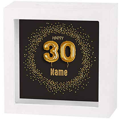 Herz & Heim® Geldgeschenk zum runden Geburtstag in Form Einer bedruckten Spardose als Bilderrahmen 30. Geburtstag
