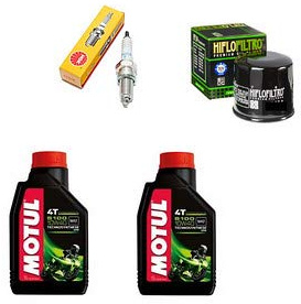 Set Service Kerze NGK Hiflo Ölfilter + Motoröl Motul Kompatibel Mit KTM Duke 125 2017 2018