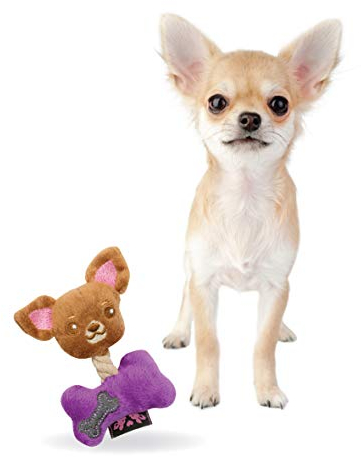 Pet London Chihuahua Character Tiny Dog Toy - Teacup Breed Plush Squeaky Dog Toy For Long & Short Hair Chihuahua Puppy & Adults (Bailey (Purple))
