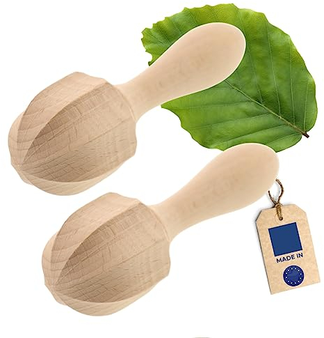 2x HOFMEISTER® Zitronenpresse aus Holz, 14 cm, einfaches Auspressen von Zitronen & Orangen, Saftpresse für Zitrusfrüchte, stabile Entsafter, aus Buchen-Holz