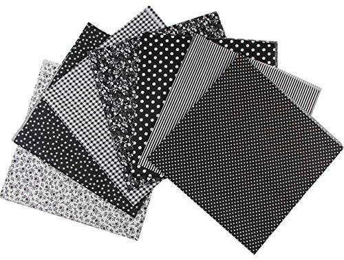 aufodara Baumwollstoff Patchwork DIY Stoffpaket 7 Stück 50 x 50 cm, Reiner Baumwolle Stoff, Stoffe zum Nähen, Quilten Basteln Handwerk Gewebe, vielfältige Mustern Quadrate Baumwolltuch (Schwarz)