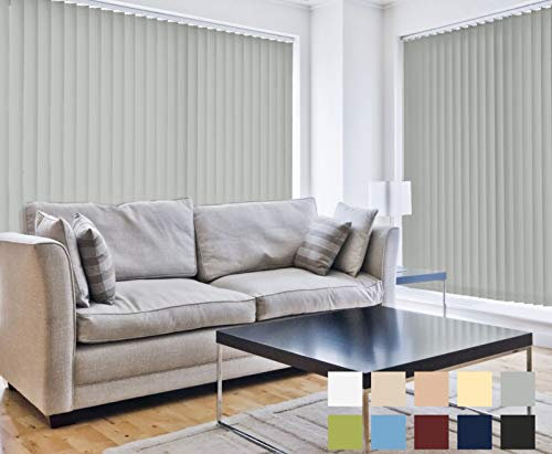 etusimo Lamellenvorhang Vertikaljalousie Schiebevorhang Schiebegardine | Anlagenbreite 100-250 cm, Anlagenhöhe 130-250 cm | Lamellen 127 mm | Stoff lichtdurchlässig, Blickdicht | 130 x 160 cm, Grau