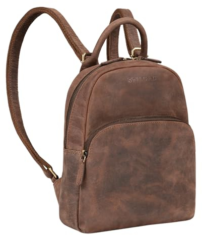 STILORD 'Ruby' Daypack Damen Leder Rucksack Kleiner Lederrucksack Vintage Rucksackhandtasche Cityrucksack für Ausgehen Shopping Tagesrucksack S Echtleder, Farbe:veleta - braun