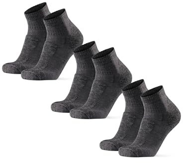 DANISH ENDURANCE Kurze Merino Wolle Wandersocken, Sommer Wollsocken, Unisex, für Herren & Damen, 3 Paar, Grau, 39-42