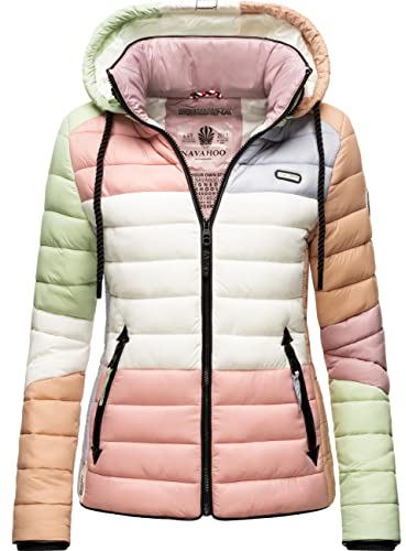 Navahoo Damen Übergangs-Jacke leichte Colorblocking Steppjacke Lulana Multikulti Multicolour Pastel Gr. S