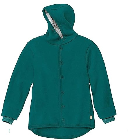 Disana WALK-JACKE, 100% Bio-Merinowolle GOTS, IVN Best | mit Kapuze | Baby Kleinkind Kind Unisex | Made in Germany | Pacific Gr. 98-104