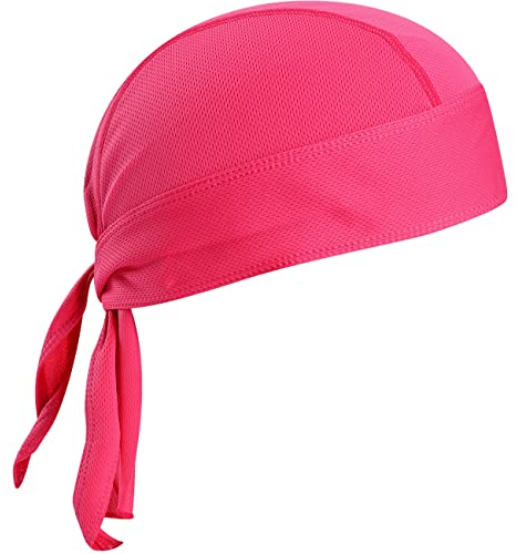 VIAUMBR Bandana Cap Unterm Radhelm Sommer Kopftücher Fahrrad Mütze Kopftuch Piraten Tücher Luftiger Stoff Für Schwimmen Joggen Laufen Wandern Berggehen Radfahren und Motorrad (Rose Rot)