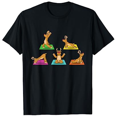 Rentier Yoga Weihnachtsmann Xmas Meditation Chakra Christmas T-Shirt