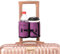 Luggage Travel Cup Holder, Portable Drink Caddy Bag Hold Two Coffee Mugs Free Your Hand for Drink Fits Roll on All Suitcase Handles Traveler Accessory Grey Purple for Men Women