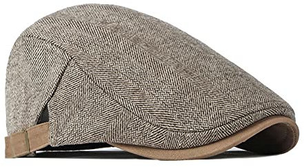 besbomig Boinas Hombre Gorras Plana Vintage Boina Sombrero - Gorra de Vendedor de Periódicos Newsboy Flat Cap Ajustable 55-60cm Boina Gorra Inglesa Casquillo Otoño e Invierno