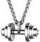 U7 Krafttraining Hantel Anhänger Halskette Herren Edelstahl Kurzhantel Silberkette 55+5cm Weizenkette Sport Fitness Dumbbell Pendant Necklace Men Barbell Hip Hop Modeschmuck für Sportler