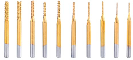 Bestgle schaftfräser bits 10 stück cnc fräser set hartmetall bohrer bit rotary burrs fräsen werkzeug sets für pcb kunststoff fiber carbon faser hartholz gravur(0,8-3,17mm)
