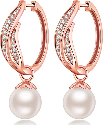 Orecchini Perle Argento Sterling 925 Orecchini Perle per Donna Perla Gioielli Regali Perla 8-10 mm