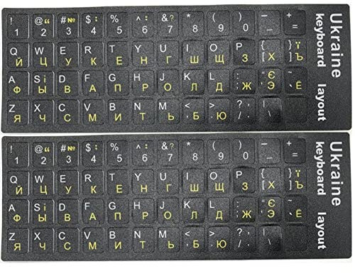 Ukrainian Keyboard Stickers 2pcs Universal Computer Keyboard Replacement Stickers Background with White Lettering Keyboard Stickers for Computer Laptop Notebook Desktop