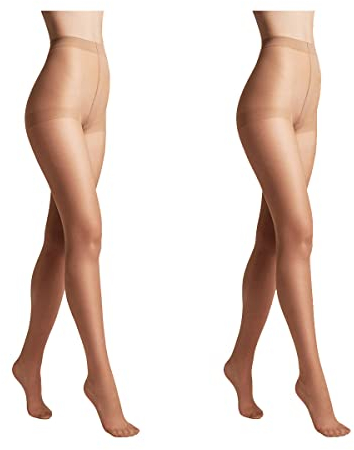 Conte elegant 2er-Pack langlebige Damenstrumpfhose Halbmatt - SOLO 40 DEN - Damen Feinstrumpfhose Strumpfhose mit markiertem Höschenteil - Einfarbig Farbe Beige Größe 2