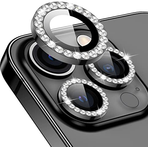 Doeshine für iPhone 14 Pro & iPhone14 Pro Max Bling Kamera Schutzfolie, 9H Härte, Anti-Kratzer, HD, 3 Stück Diamant Kamera Objektivschutz Schutzfolie für iPhone 14 Pro & iPhone 14 Pro Max (Grey)