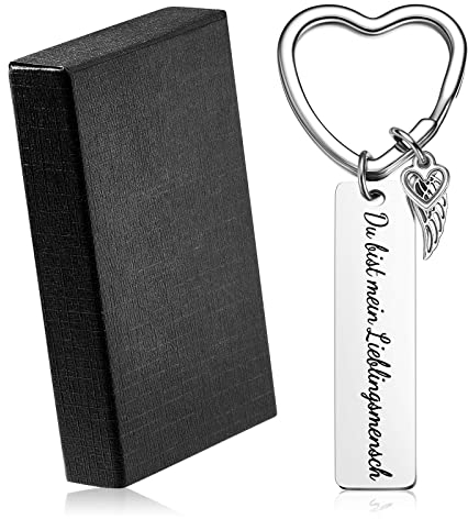 Patelai Geschenke zum Valentinstag Lieblingsmensch Schlüsselanhänger Herzförmig Schlüsselanhänger Geschenk für Pärchen Freund Freundin Edelstahl Schlüsselanhänger mit Geschenkbox für Männer Frauen