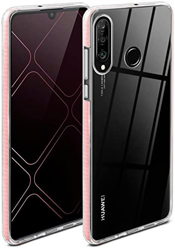 ONEFLOW für Huawei P30 Lite/P30 Lite New Hülle Silikon transparent, Handyhülle mit stoßfestem Bumper Backcover durchsichtig Silikonhülle kabelloses Laden Schutzhülle, Cushion Case, Rosa