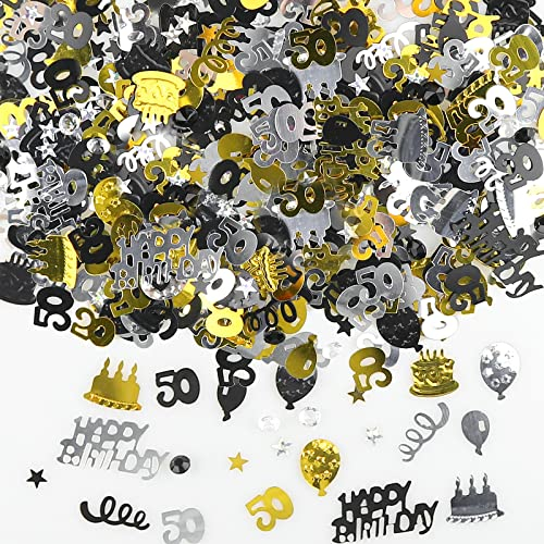 50 Geburtstag Deko,Streudeko für Geburtstagsfeier,50 Geburtstag Frauen Männer Confetti,Tischdeko 50 Geburtstag,50. Jubiläum Party Supplies Deko,Konfetti-Dekoration für Jubiläen, Partys, Geburtstage