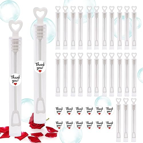 25er Seifenblasen Hochzeit, Seifenblasen Hochzeit Set, Wedding Bubbles, Seifenblasen-Set für Hochzeit, Bubble Set Wedding Decoration, Geburtstag, Verlobung - Seifenblasen-Röhrchen mit Herzgriff