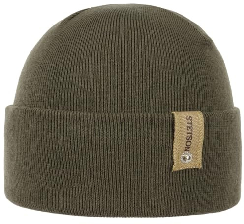 Stetson Organic Cotton Merino Umschlagmütze Einfarbig Elegante Beanie Baumwollmix Made in Italy Herren Herbst/Winter