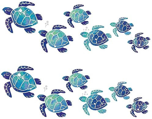 CORTNEY 12 Pcs Turtle Wall Decals, Bathroom Wall Stickers Waterproof, Underwater Ocean Decals, Turtle Stickers for Home, Office, Living Room, Wall, Bathroom, Toilet Door, Kindergarten, Oceanarium