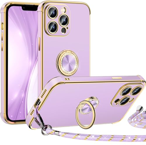 Miss Arts für iPhone 11 Pro Hülle mit Band, Ring Ständer Handyhülle Frauen Mädchen Dünn Stoßfeste Schutzhülle für iPhone 11 Pro Case Lila