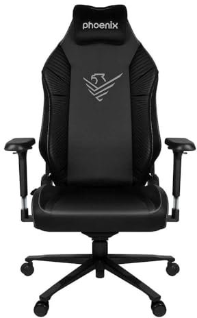 Phoenix Technologies - Silla Gaming Monarch XL | Cuero Sintético Fácil de Limpiar | Ajustes Lumbar y Reposacabezas | Soporta 150 kg | Hierro Forjado Duradero, Marrón/Negro, Poliuretano
